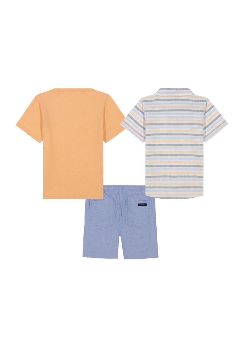Boys 4-7 Three Piece Woven Shirt and Shorts Set