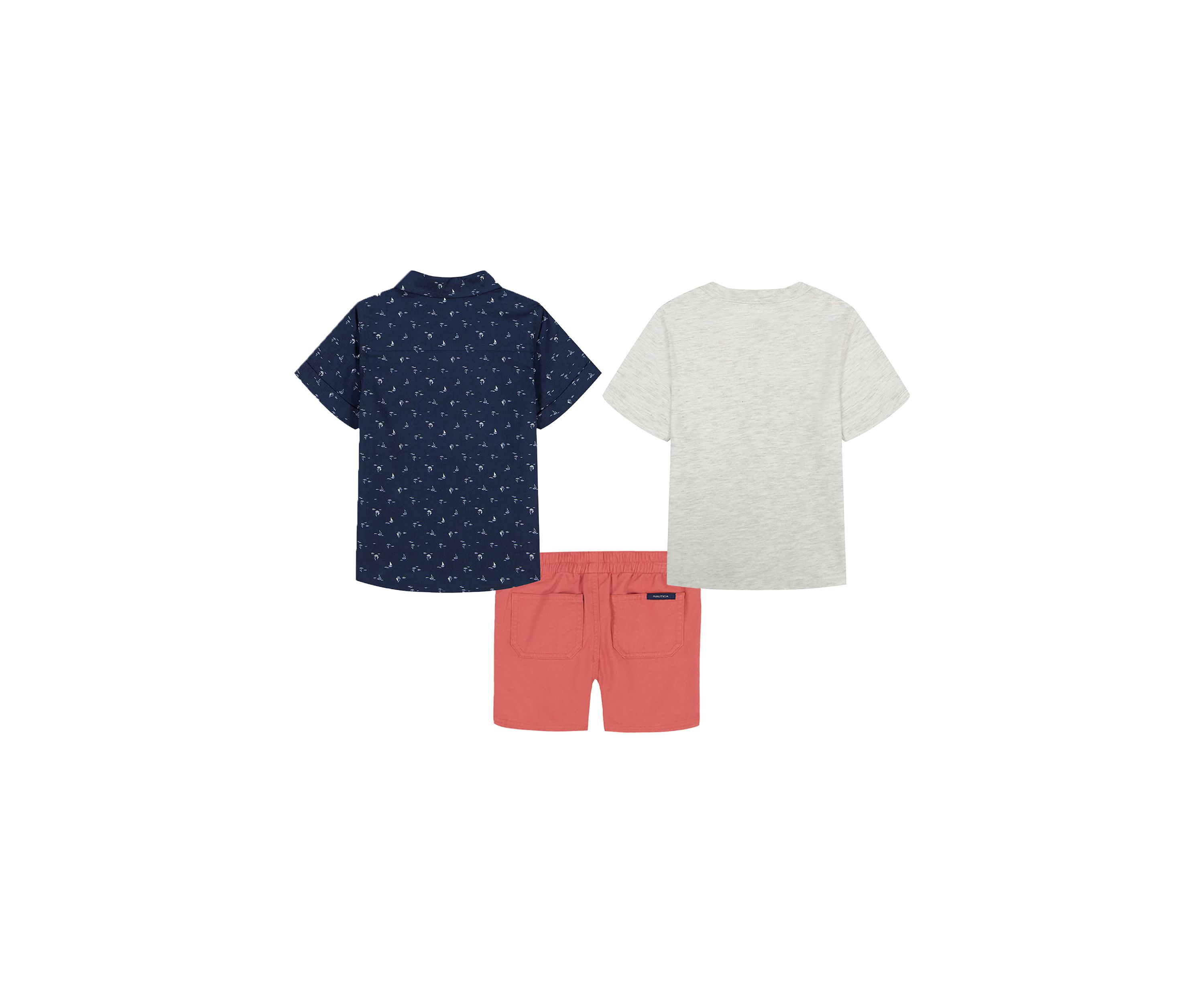 Boys 4-7 Three Piece Woven Shirt and Shorts Set