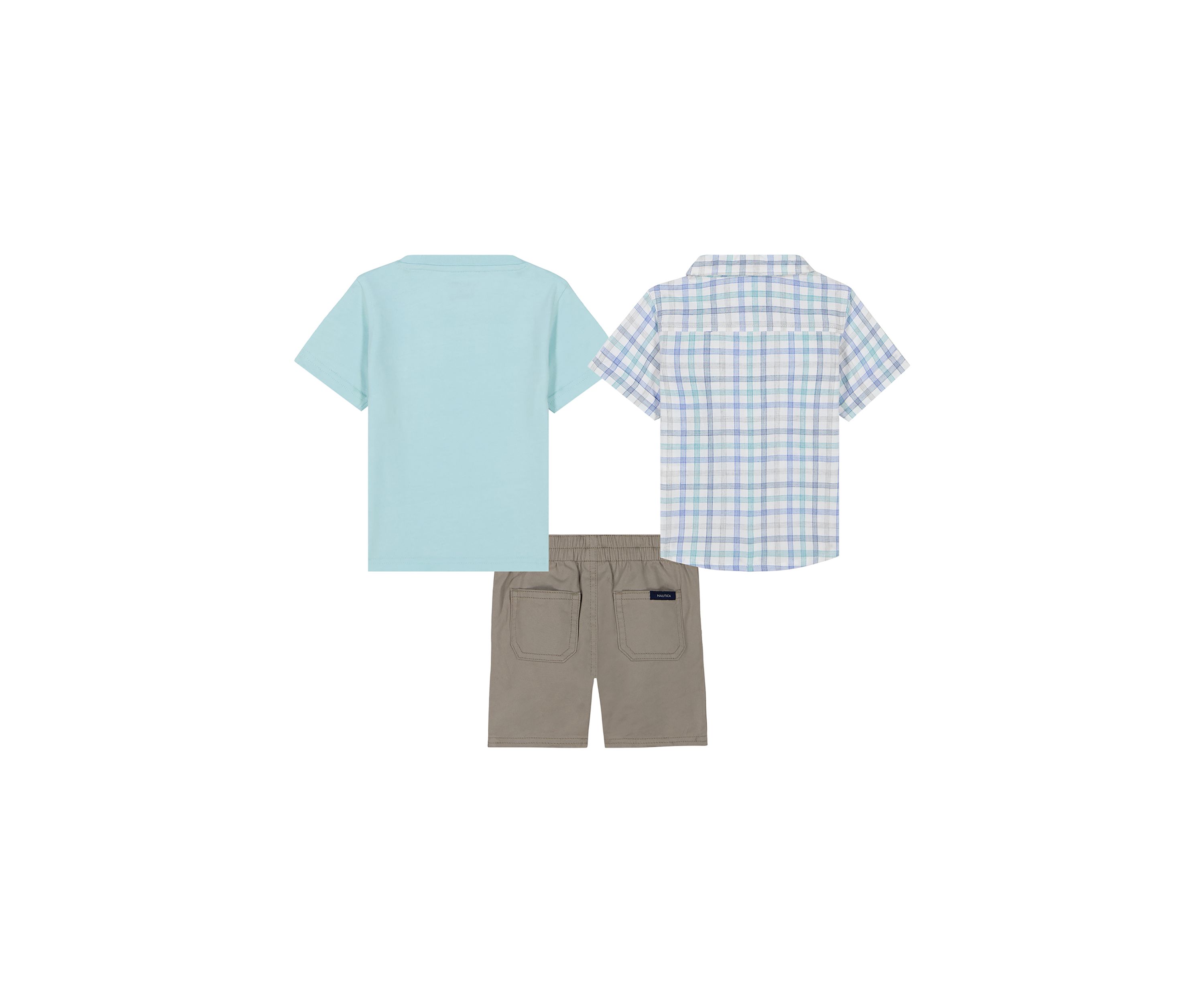 Boys 4-7 Three Piece Woven Shirt and Shorts Set