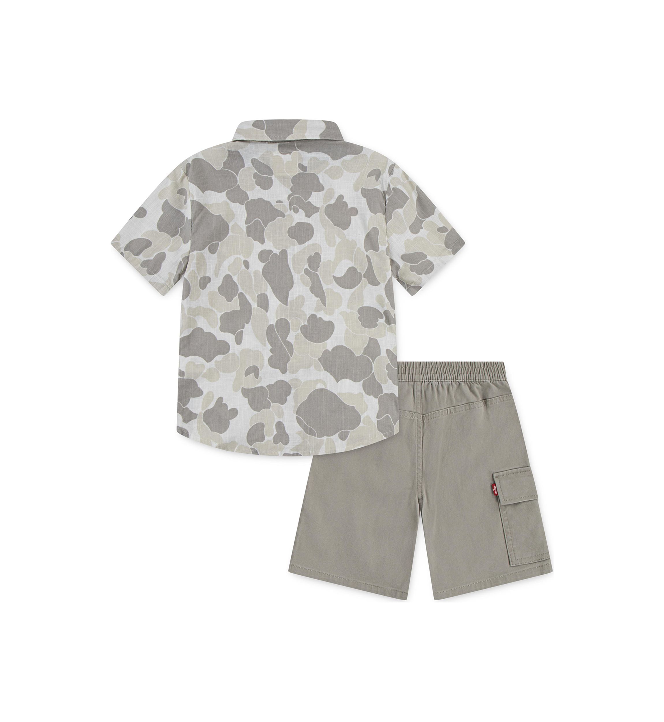 Boys 4-7 Printed Woven Shirt and Cargo Shorts Set