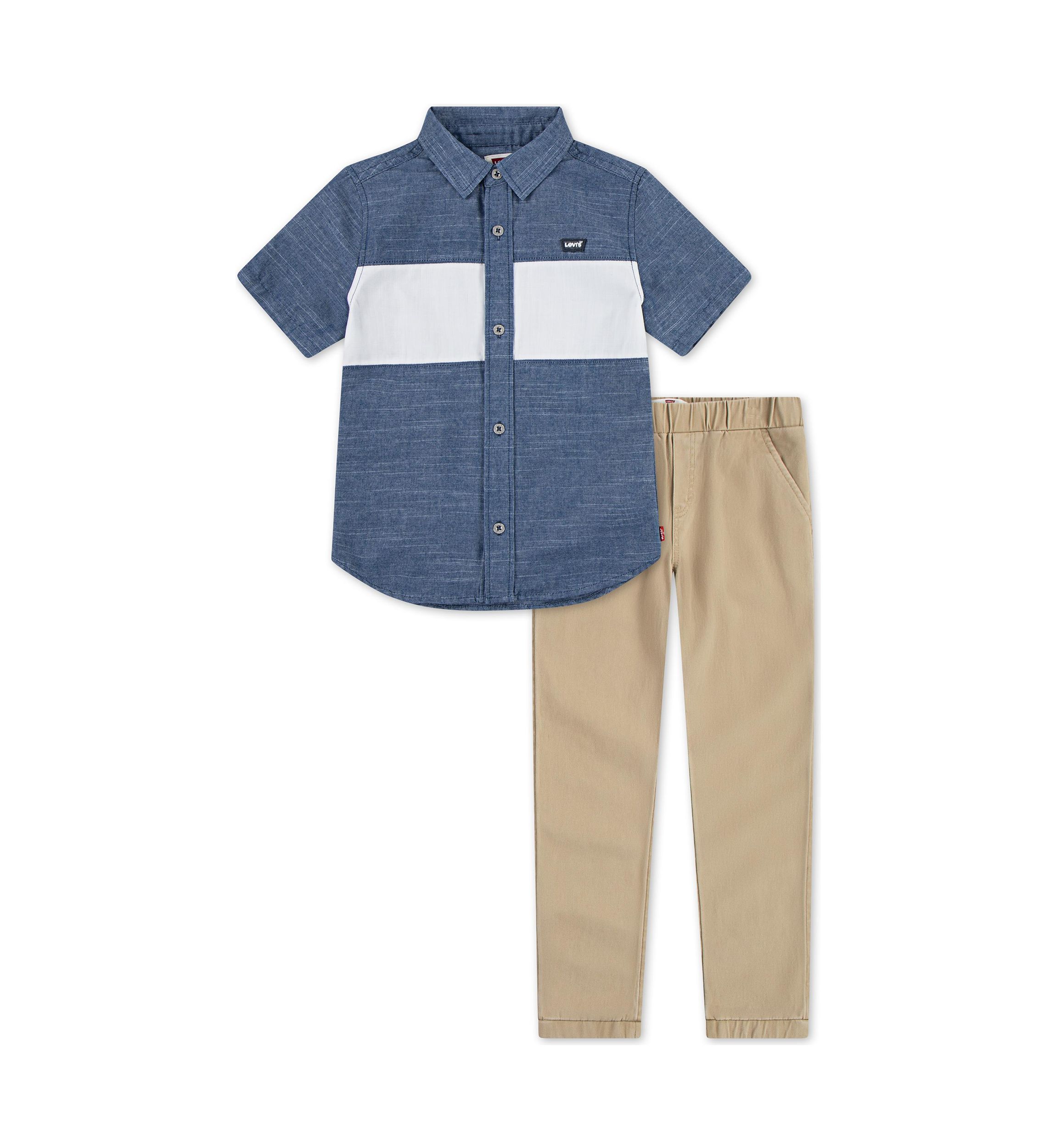 Boys 4-7 Chambray Color Block Jogger Set