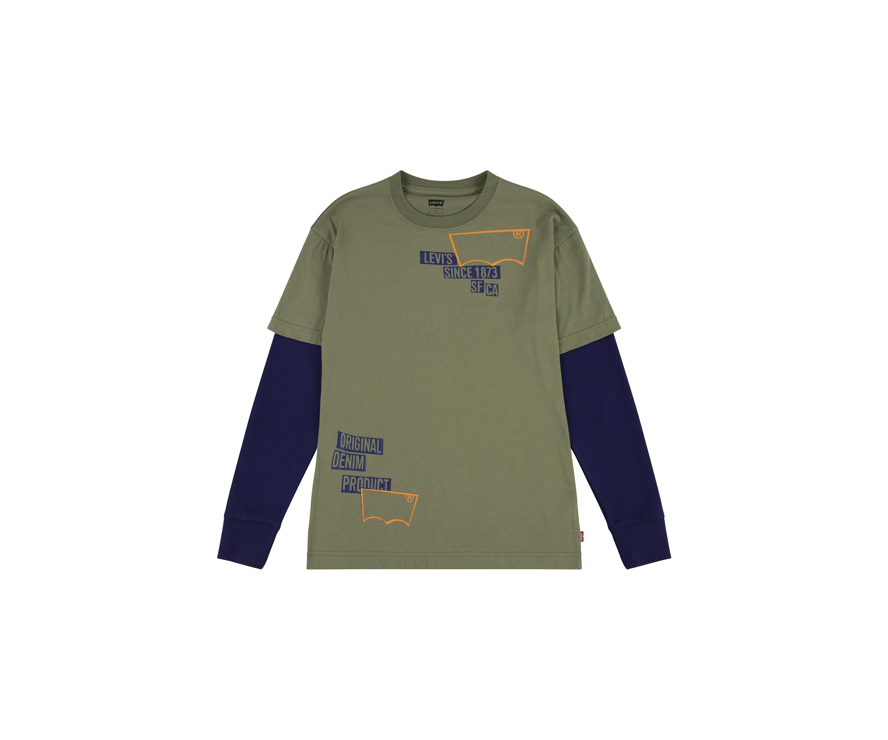Boys 8-20 Long Sleeve 2Fer Graphic T-Shirt 