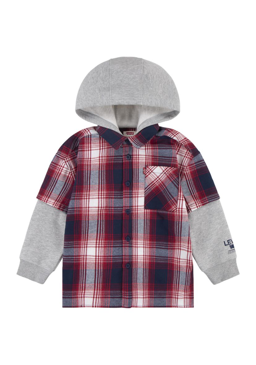 Boys 8-20 Hooded Woven Shirt