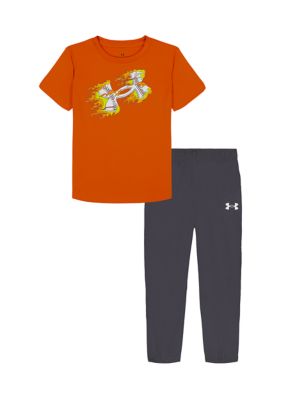 Under Armour Boys 4-7 Short Sleeve Color Block T-Shirt Set, Orange, 5