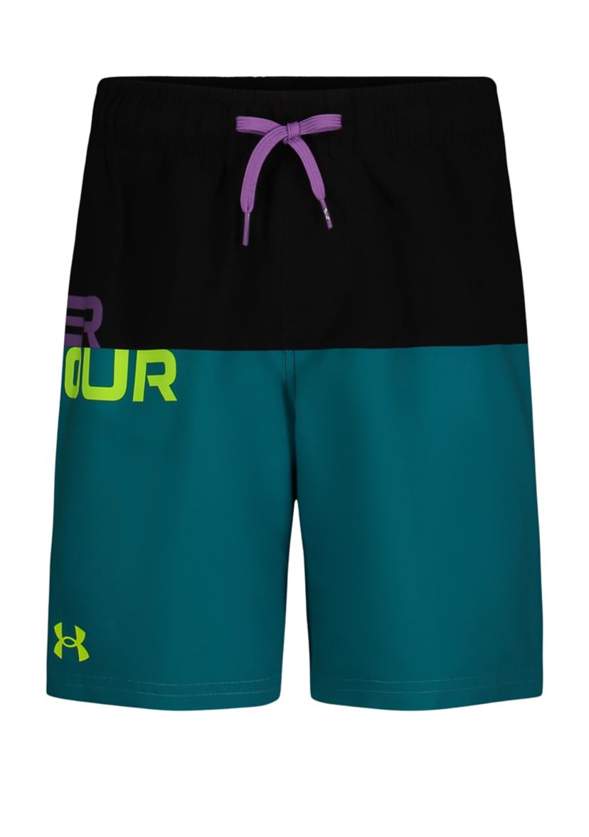 Boys 8-20 Color Blocked Logo Swim Trunks