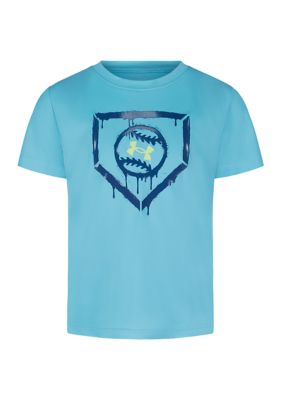 Under Armour Boys 4-7 Tech Baseball Spray Graphic T-Shirt, Blue, 5
