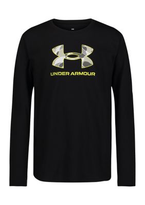 Boys' Under Armour Gradient Banner Long Sleeve T-Shirt Medium Black