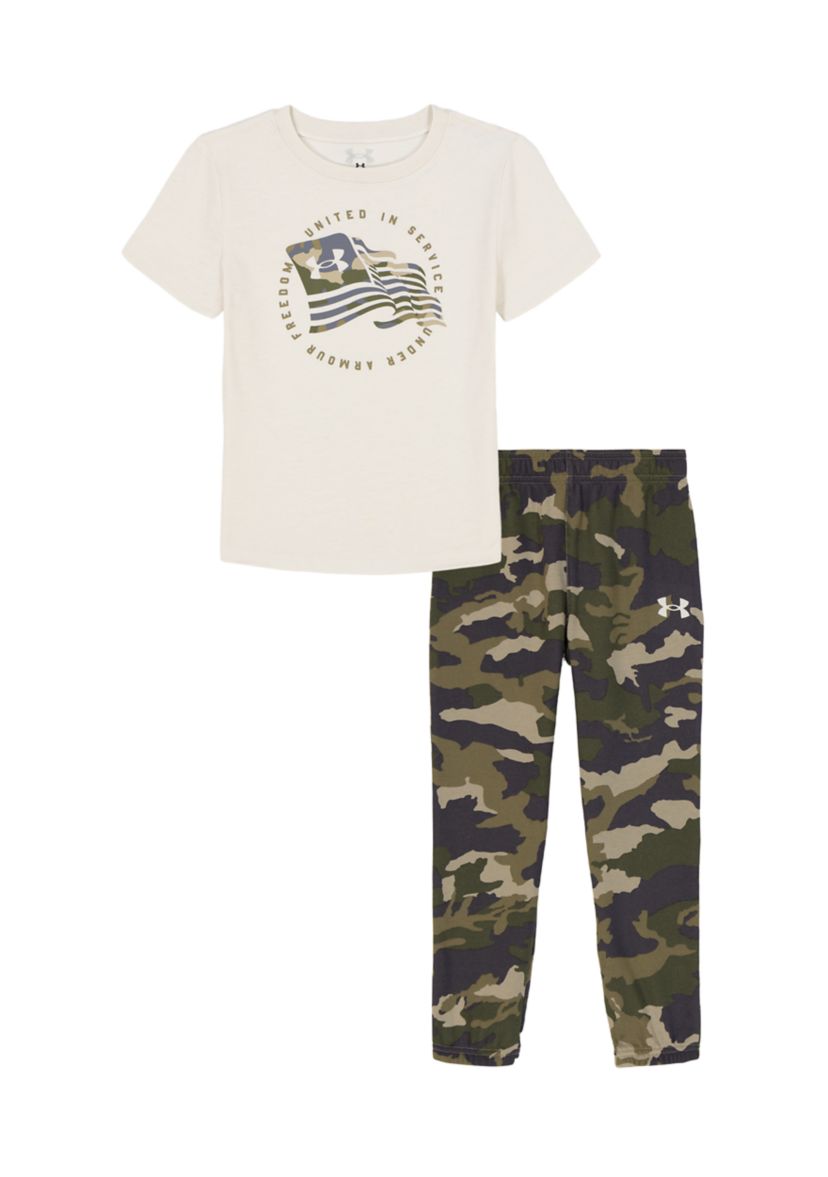 Boys 4-7 Camo Flag Short Sleeve Tee Set