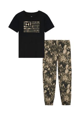 Under Armour Boys 4-7 Freedom Fill Graphic T-Shirt and Pant Set, Black