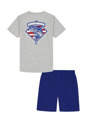 Under Armour Boys 8-20 Freedom T-Shirt and Shorts Set, Gray, Medium
