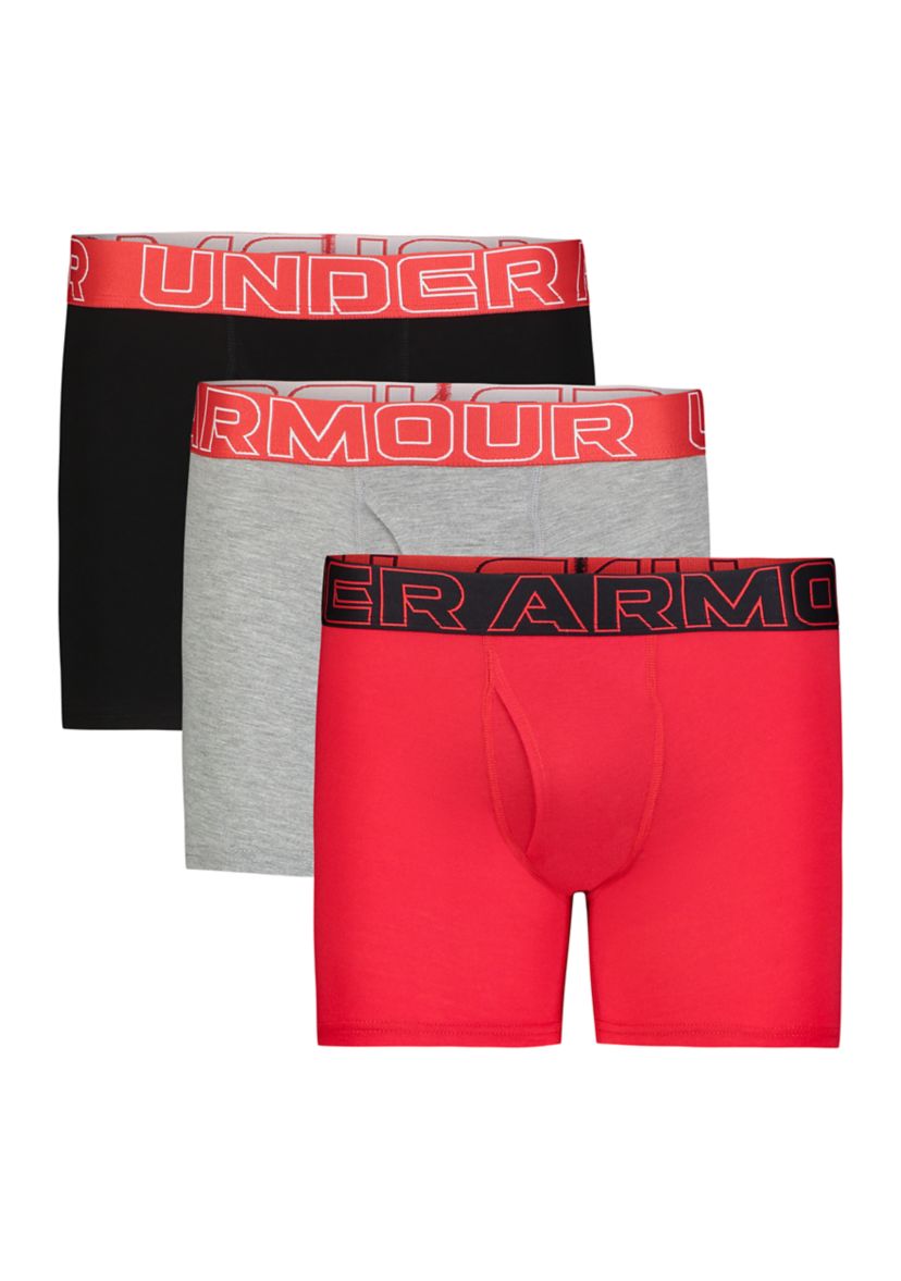 Boys Solid Cotton Boxer Briefs - 3 Pack
