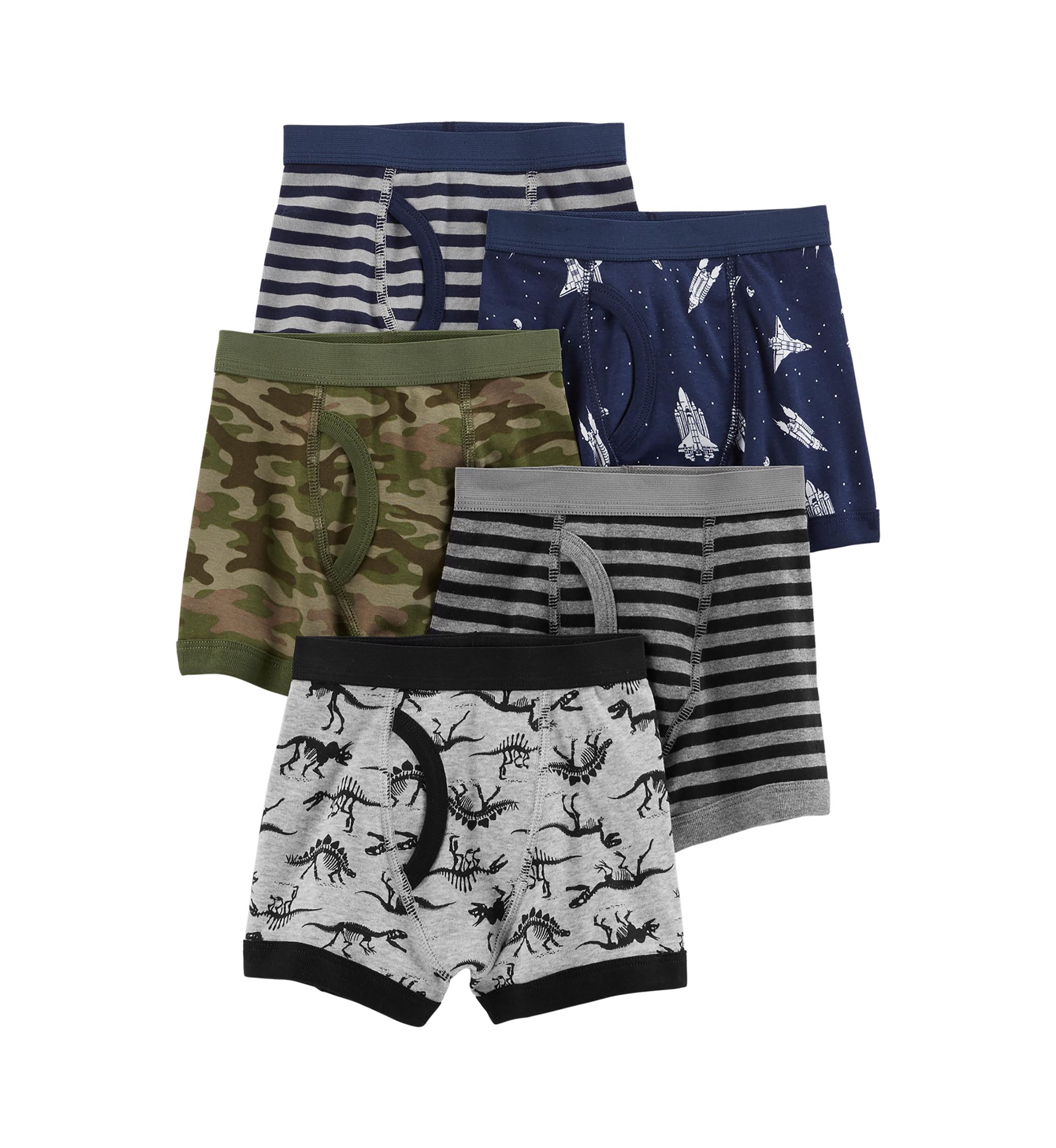 Boys 2-8 Dino Printed Boxer Briefs - Pack of 5