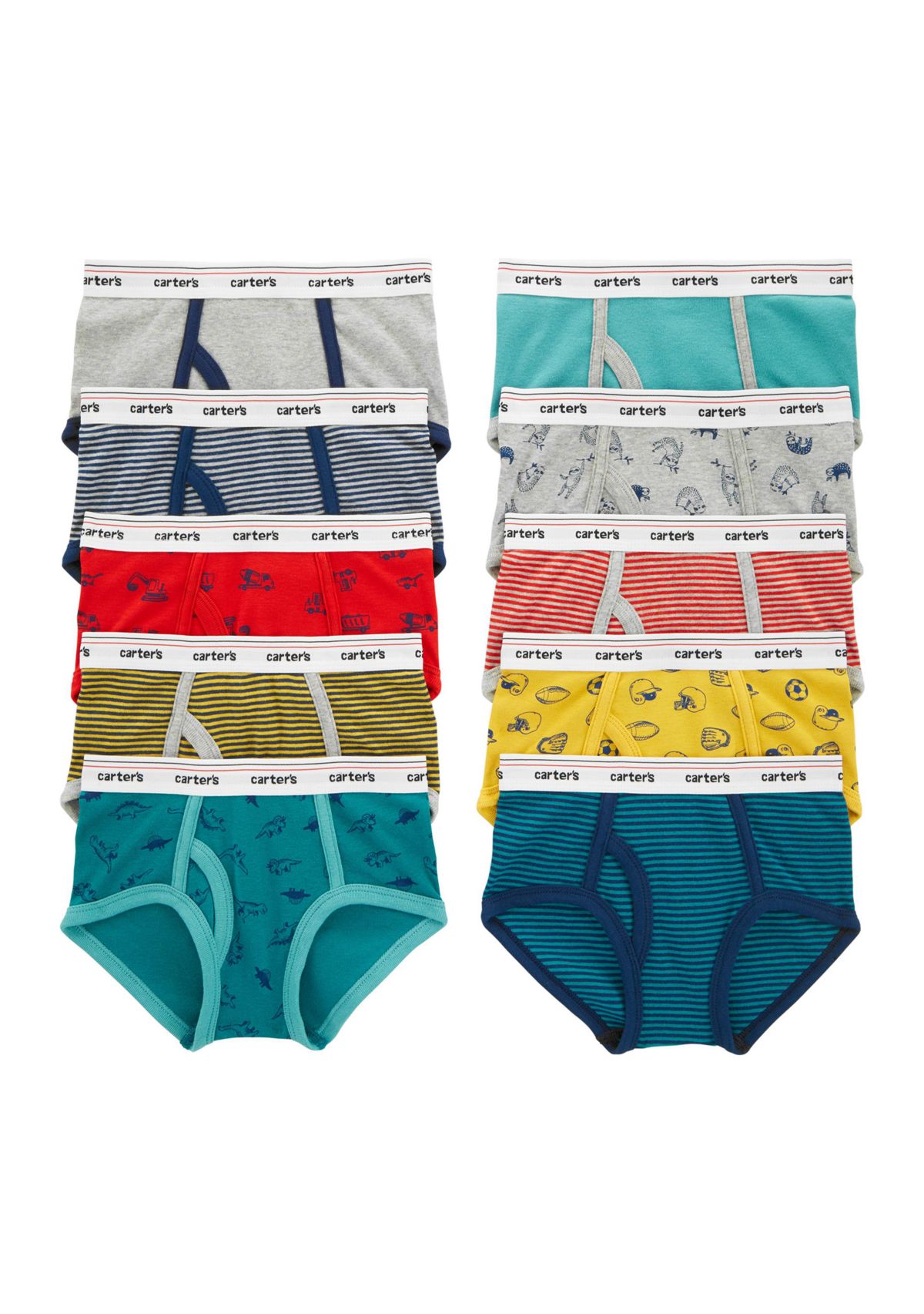 Boys 8-20 Car Printed Briefs - 10 Pack