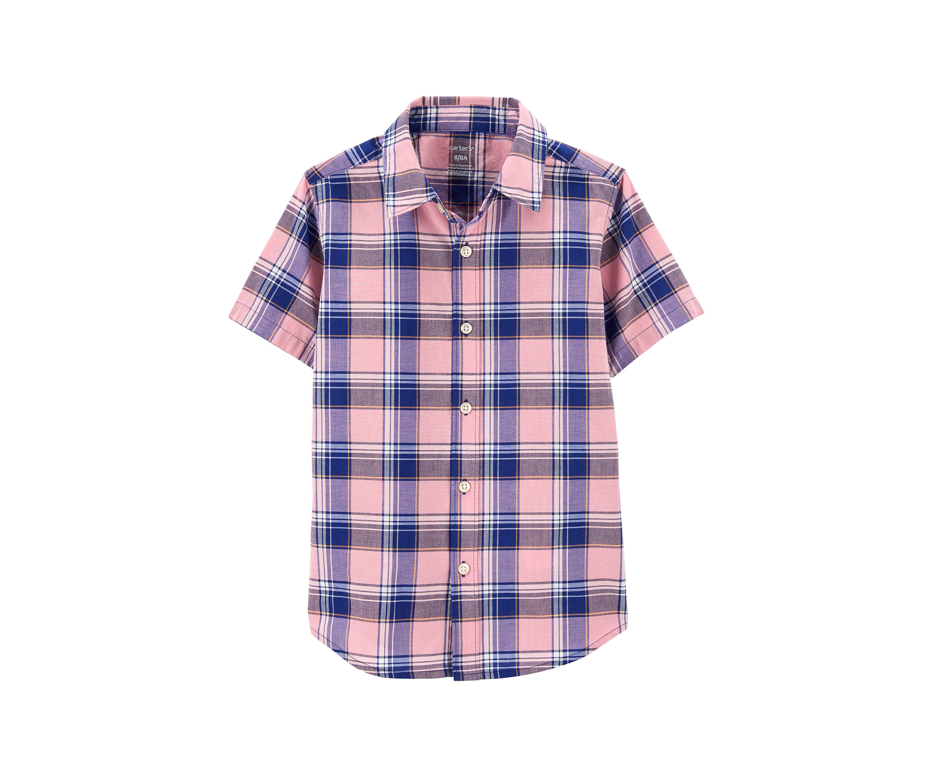 Boys 4-7 Short Sleeve Plaid Button Down Shirt