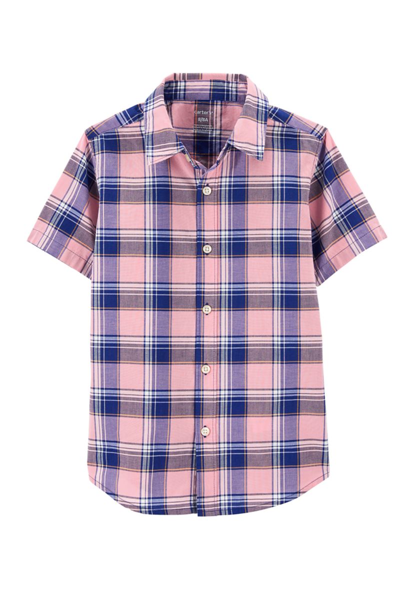 Boys 4-7 Short Sleeve Plaid Button Down Shirt