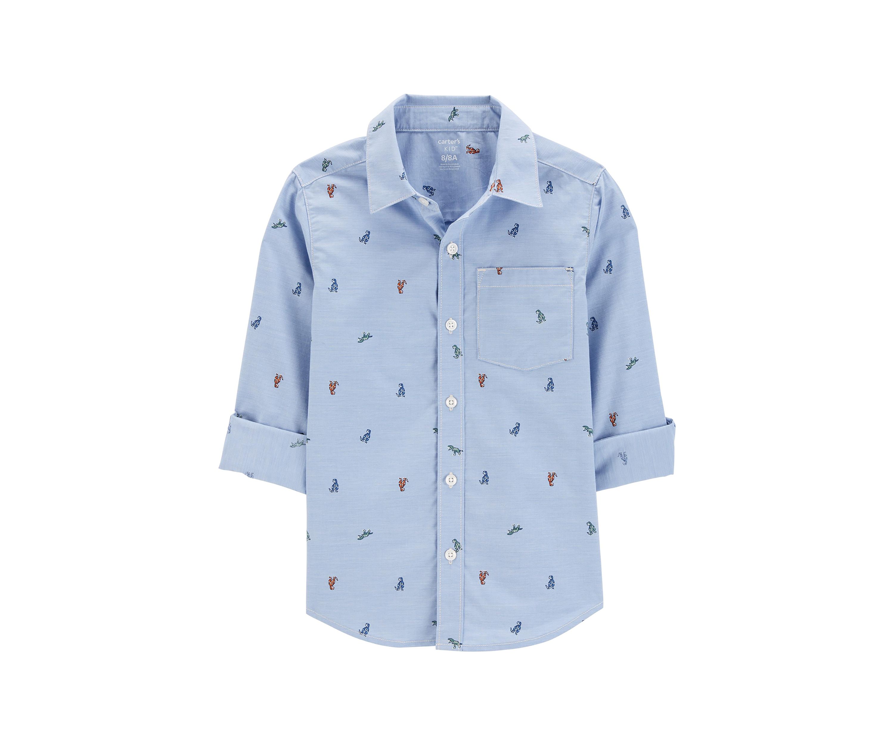 Boys 4-7 Printed Button Front Shirt
