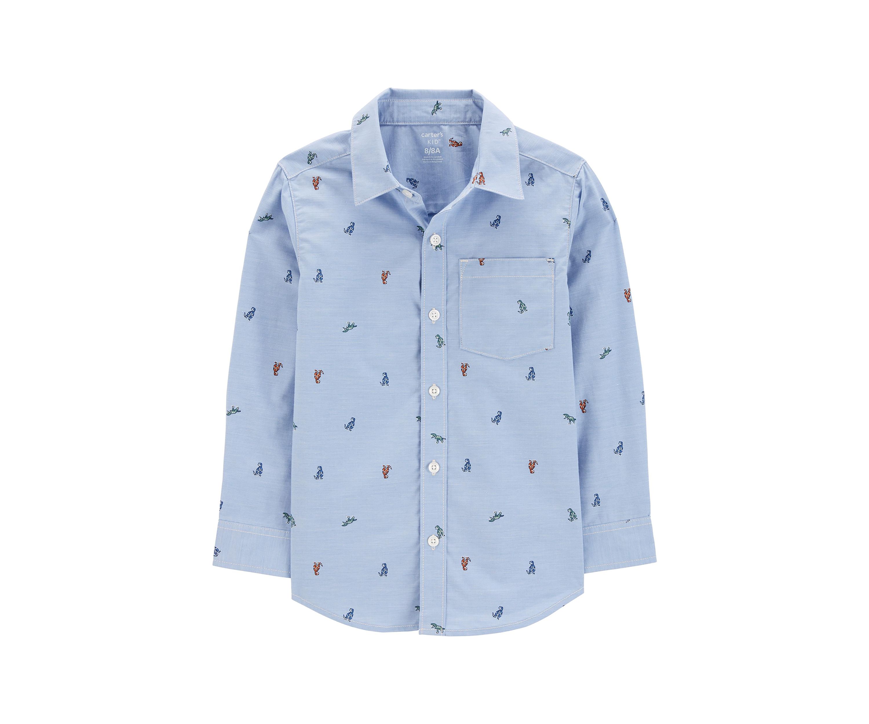Boys 4-7 Printed Button Front Shirt