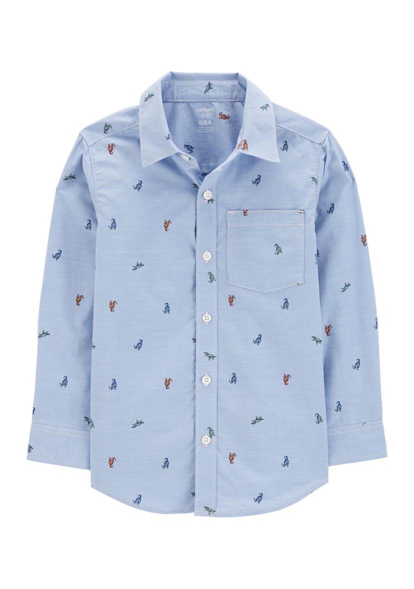 Boys 4-7 Printed Button Front Shirt