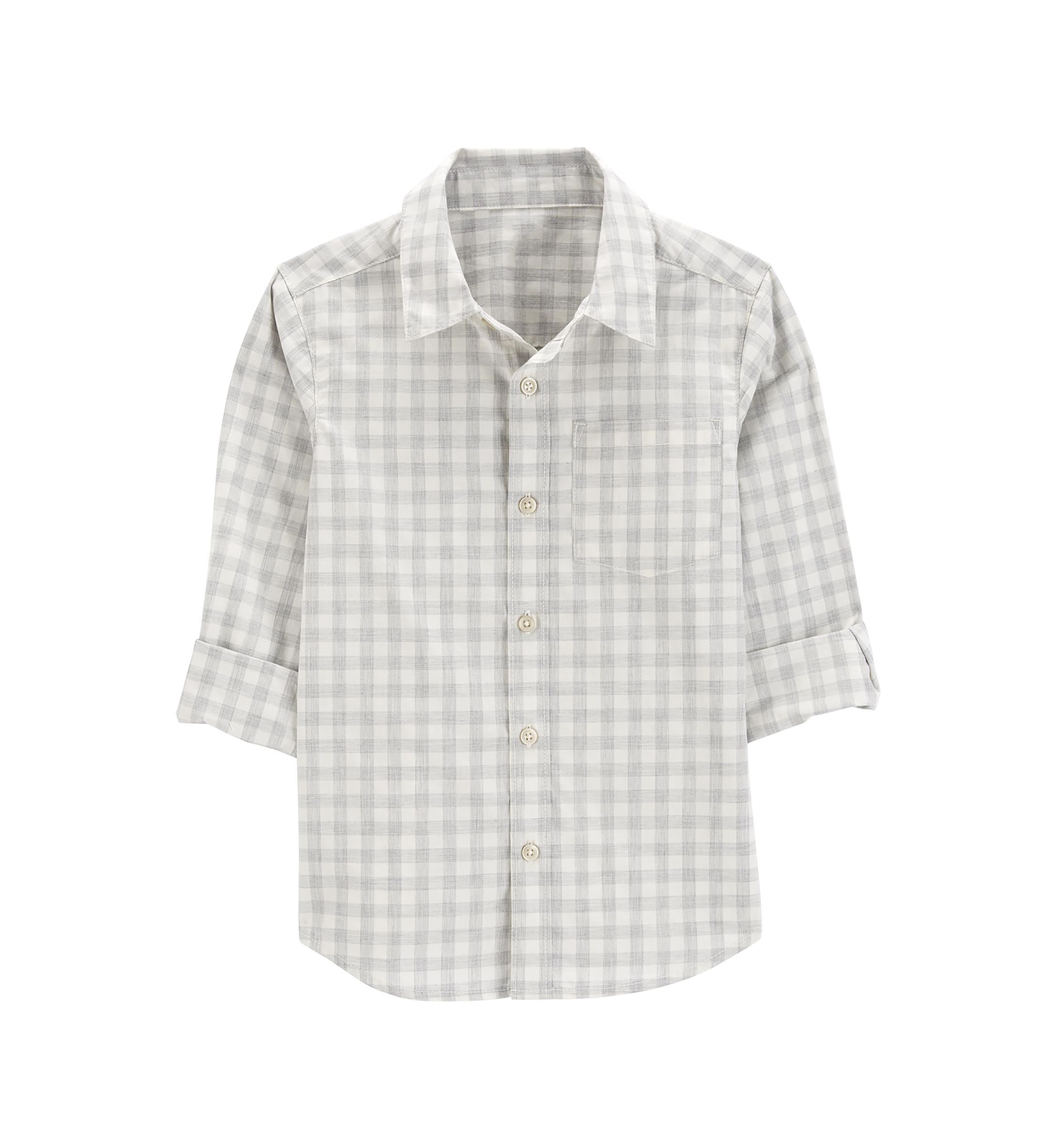 Boys 4-7 Gingham Printed Button Down Shirt