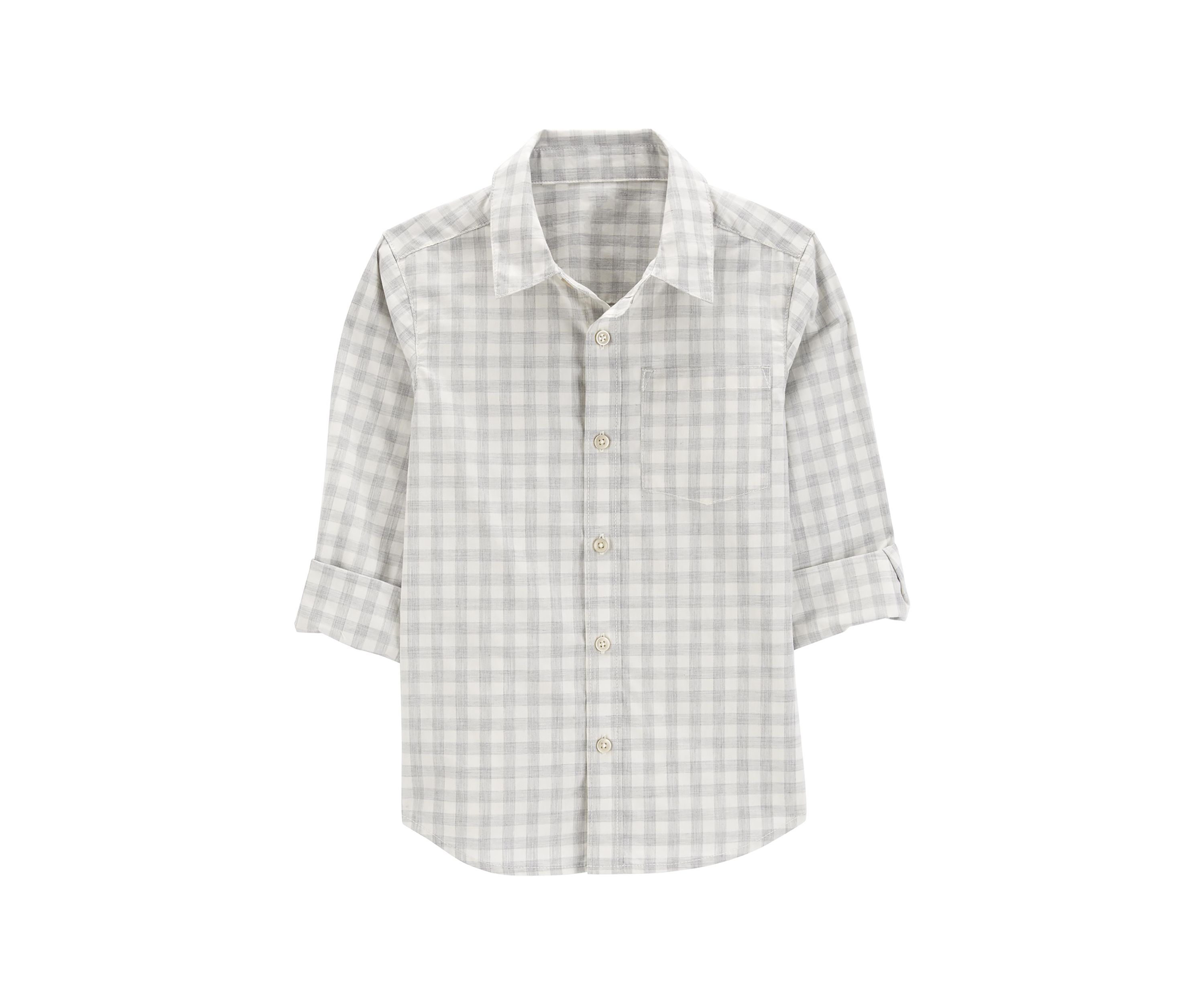 Boys 4-7 Gingham Printed Button Down Shirt