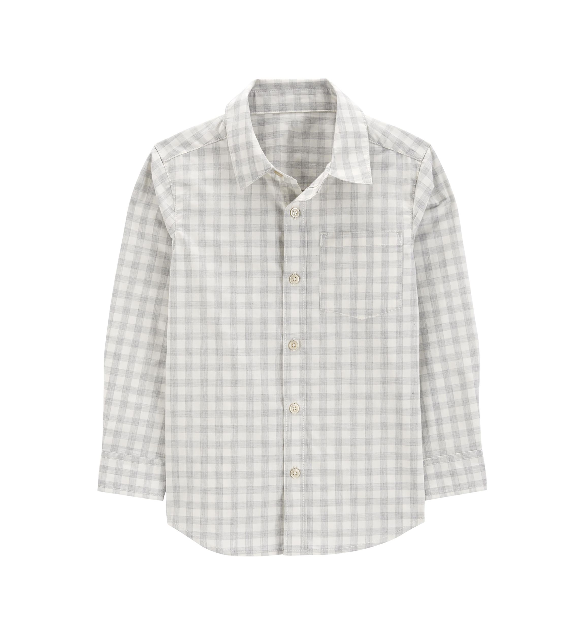 Boys 4-7 Gingham Printed Button Down Shirt