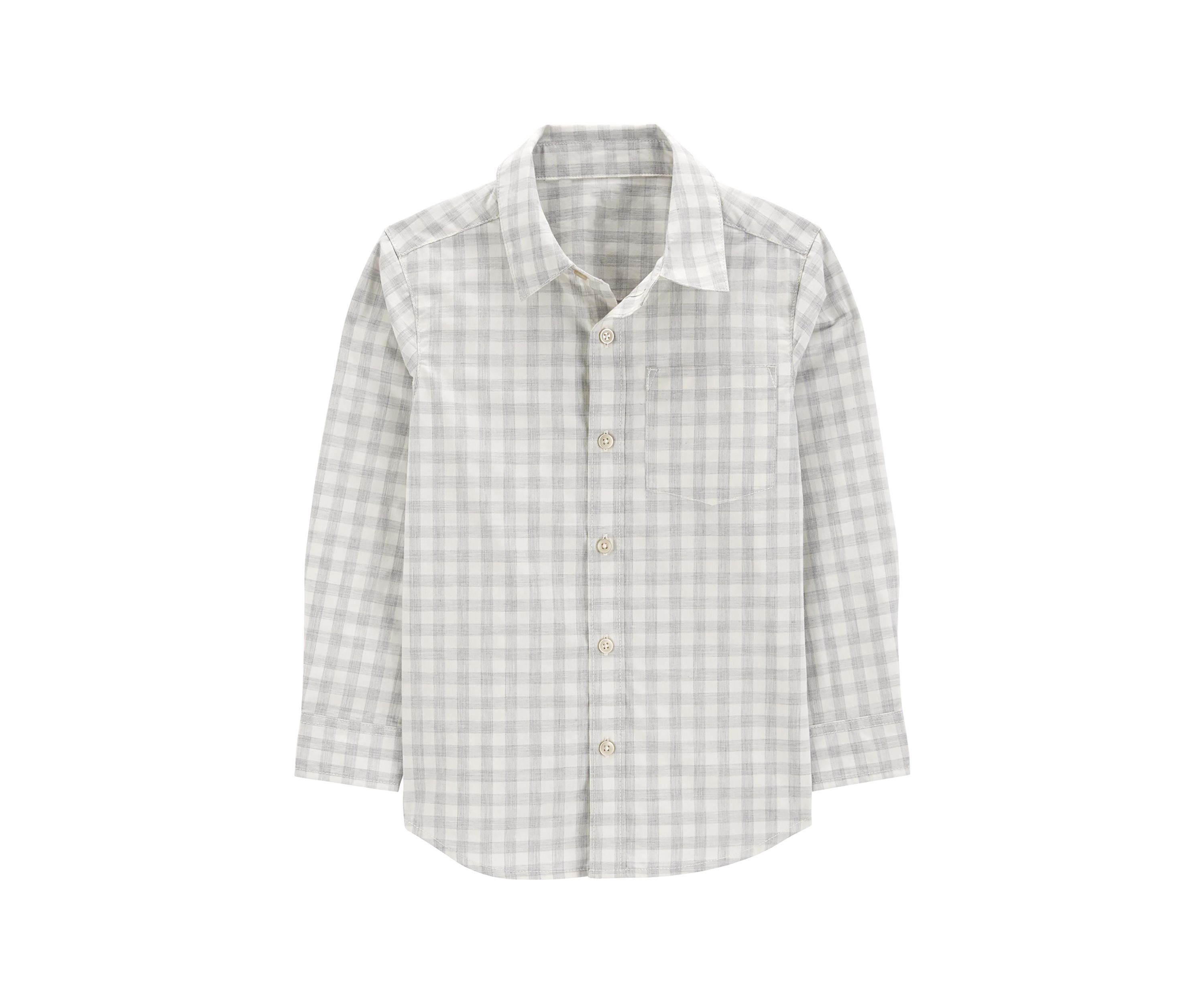 Boys 4-7 Gingham Printed Button Down Shirt