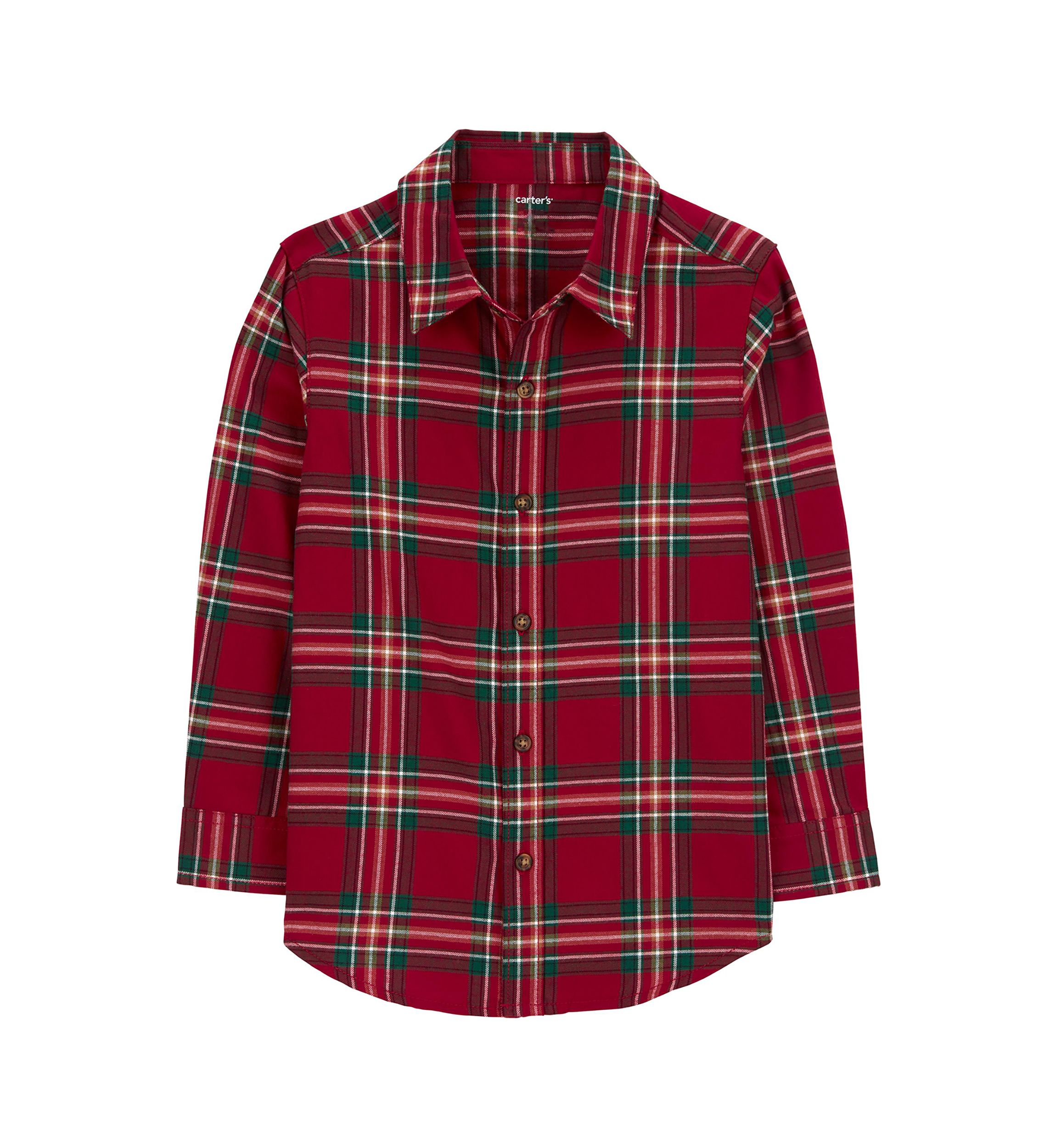 Boys 4-7 Plaid Printed Button Down Shirt