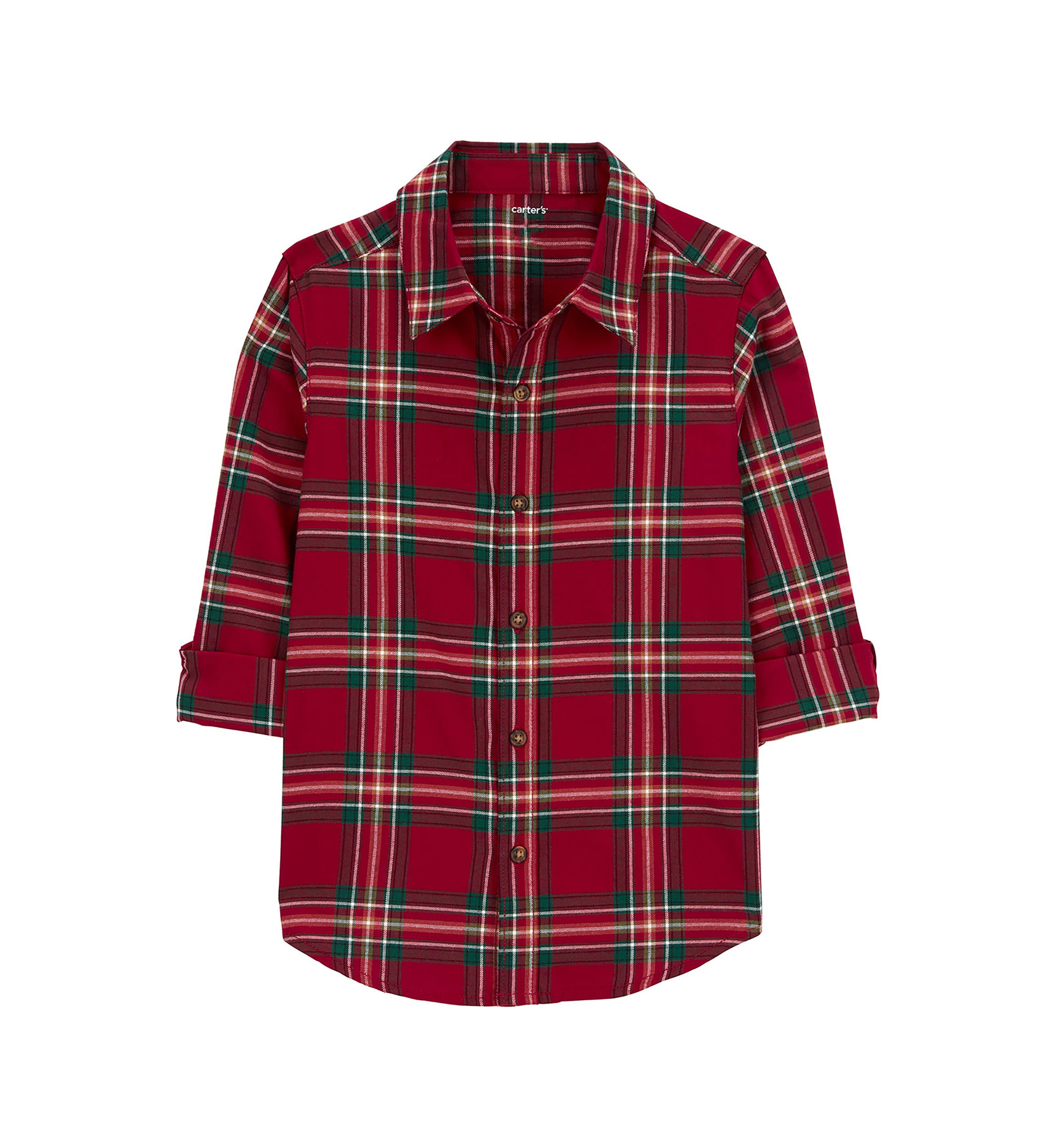 Boys 4-7 Plaid Printed Button Down Shirt