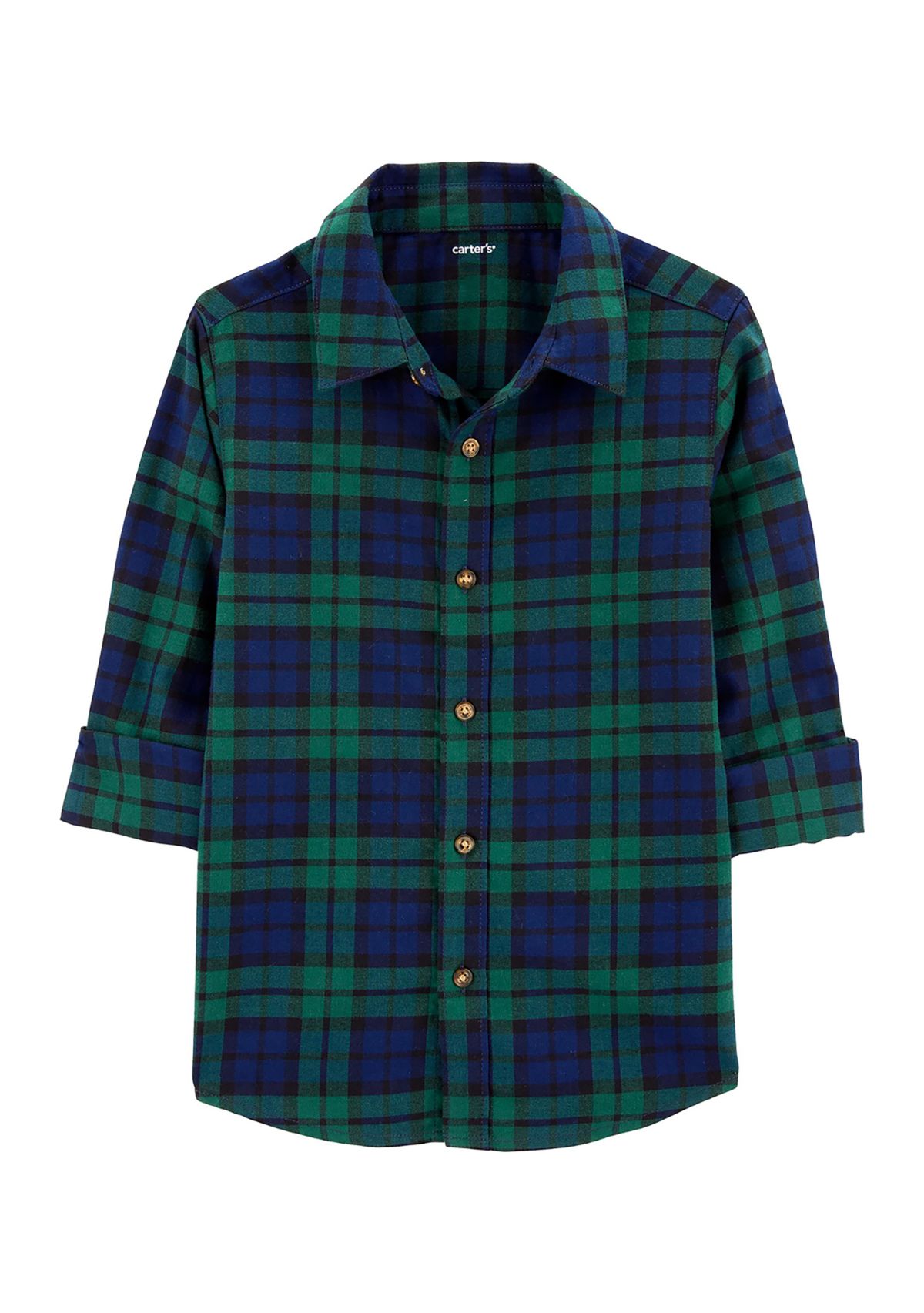 Boys 4-7 Plaid Printed Button Down Shirt
