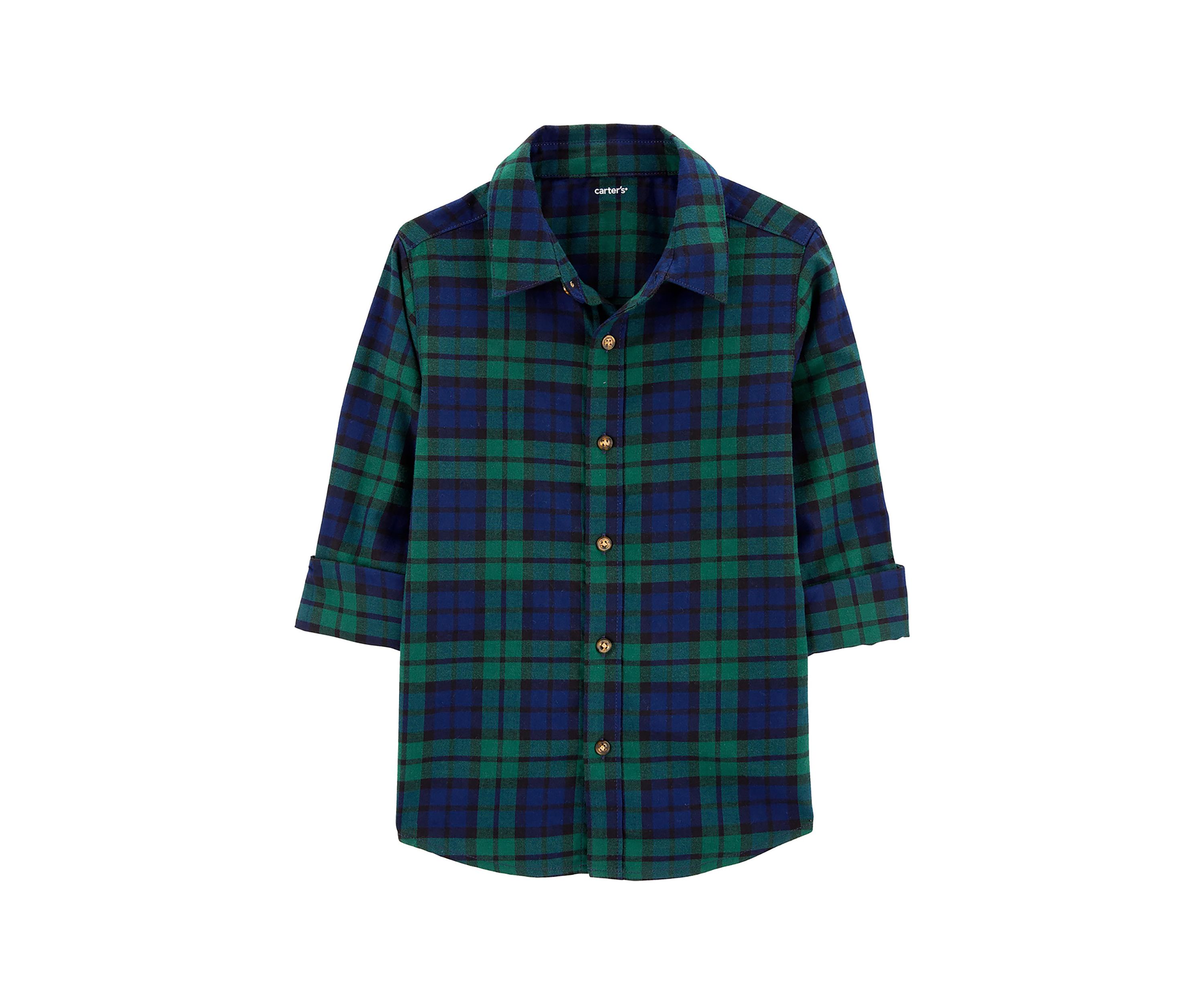 Boys 4-7 Plaid Printed Button Down Shirt