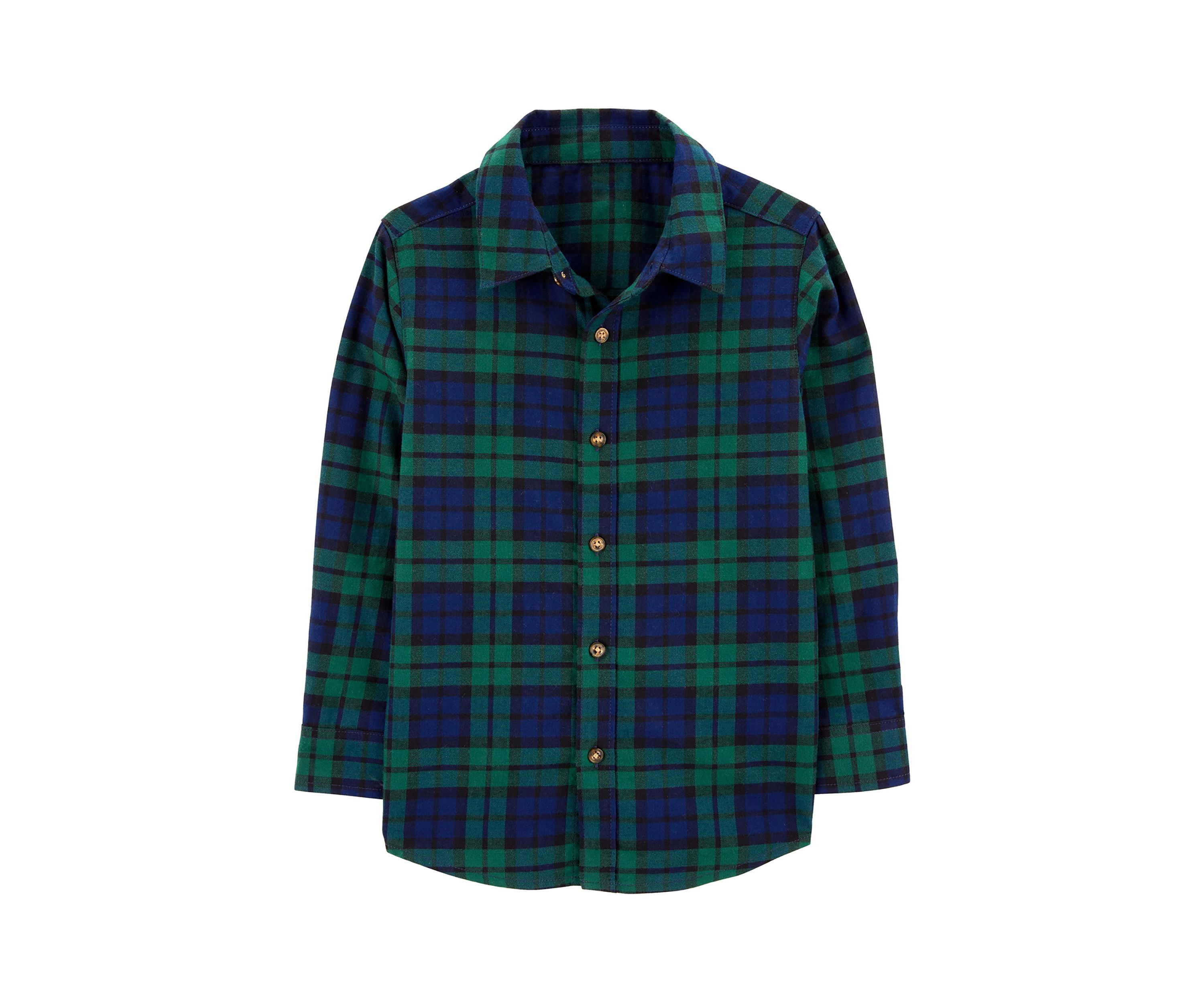 Boys 4-7 Plaid Printed Button Down Shirt