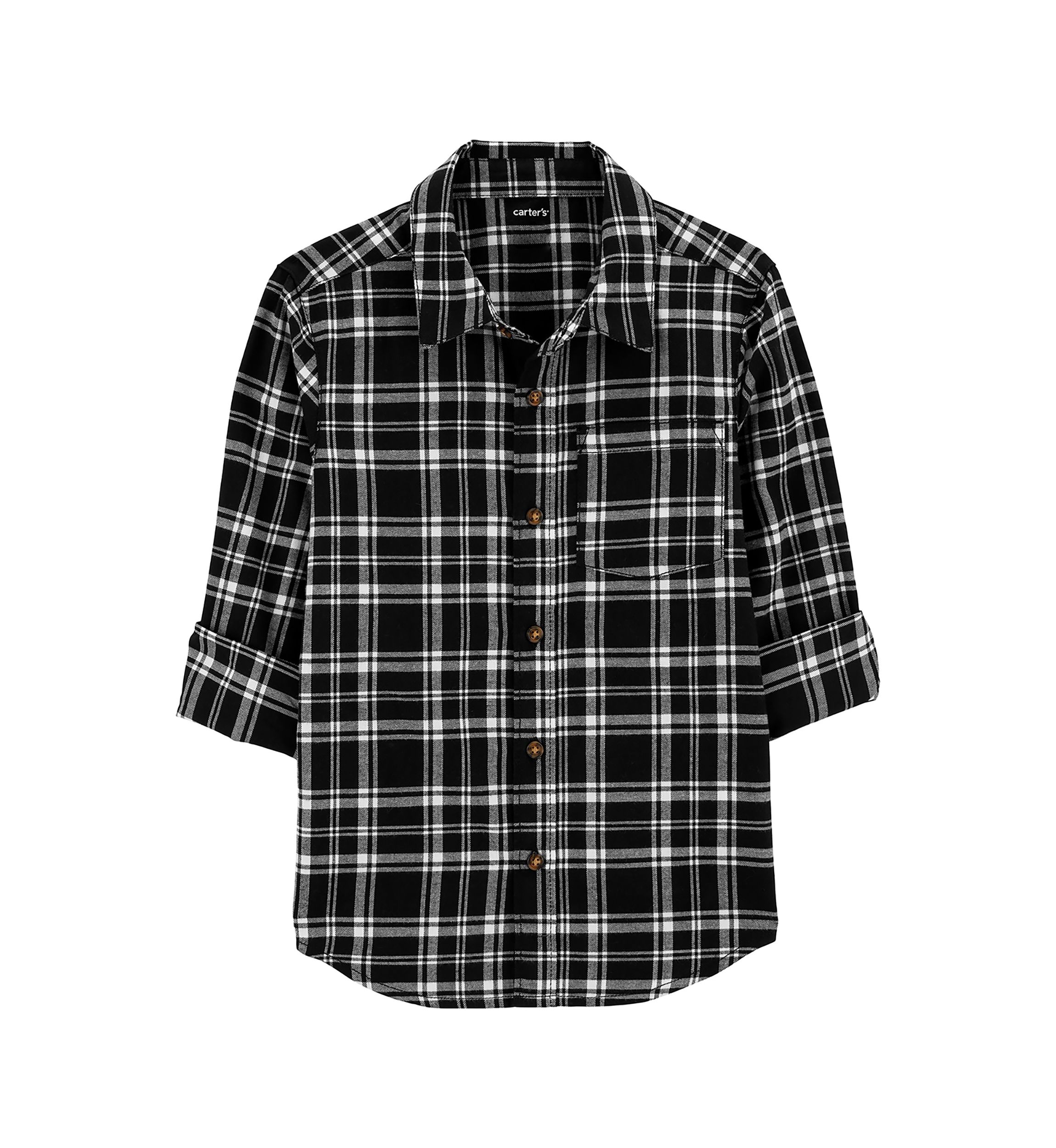 Boys 4-7 Plaid Printed Button Down Shirt