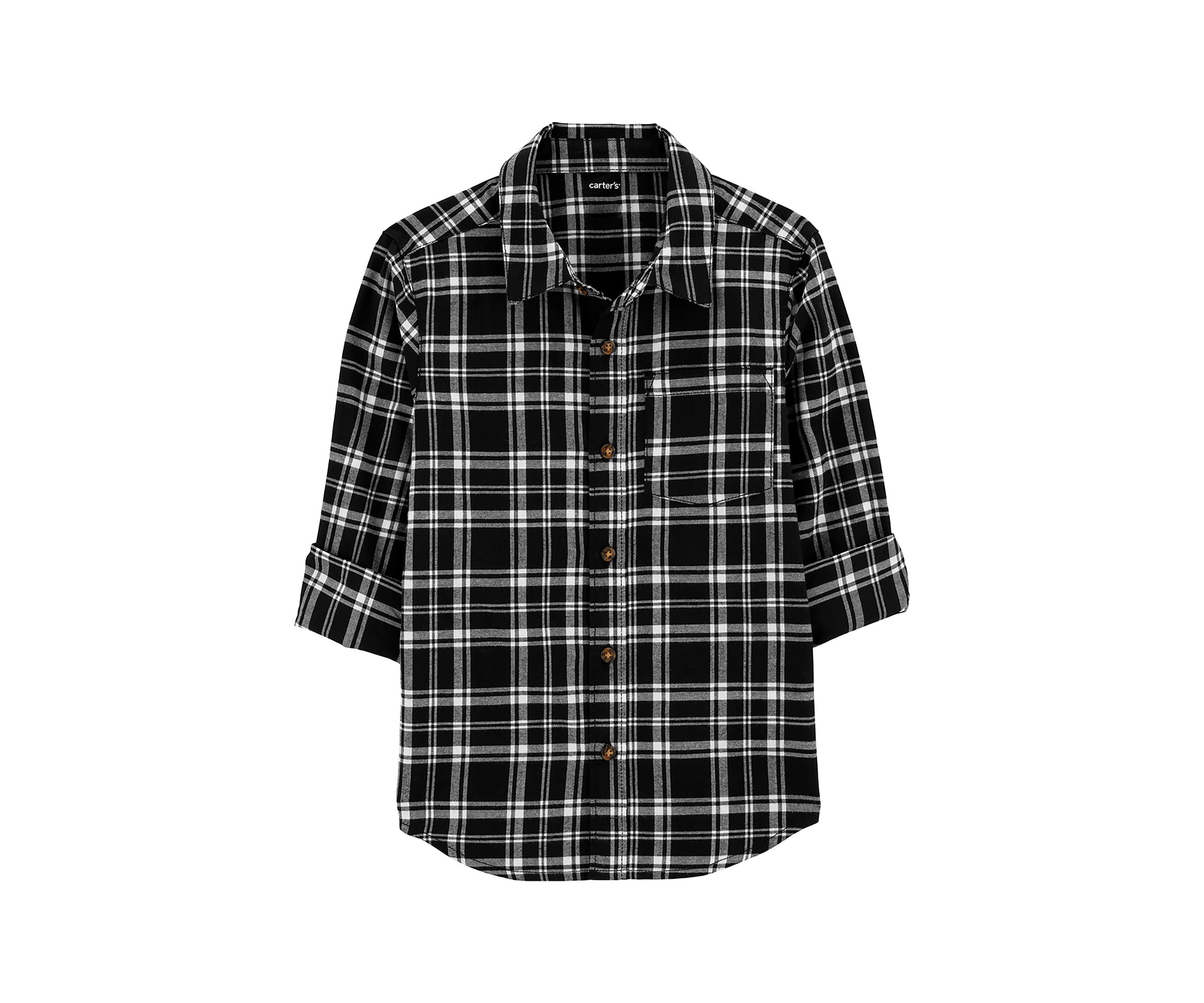 Boys 4-7 Plaid Printed Button Down Shirt