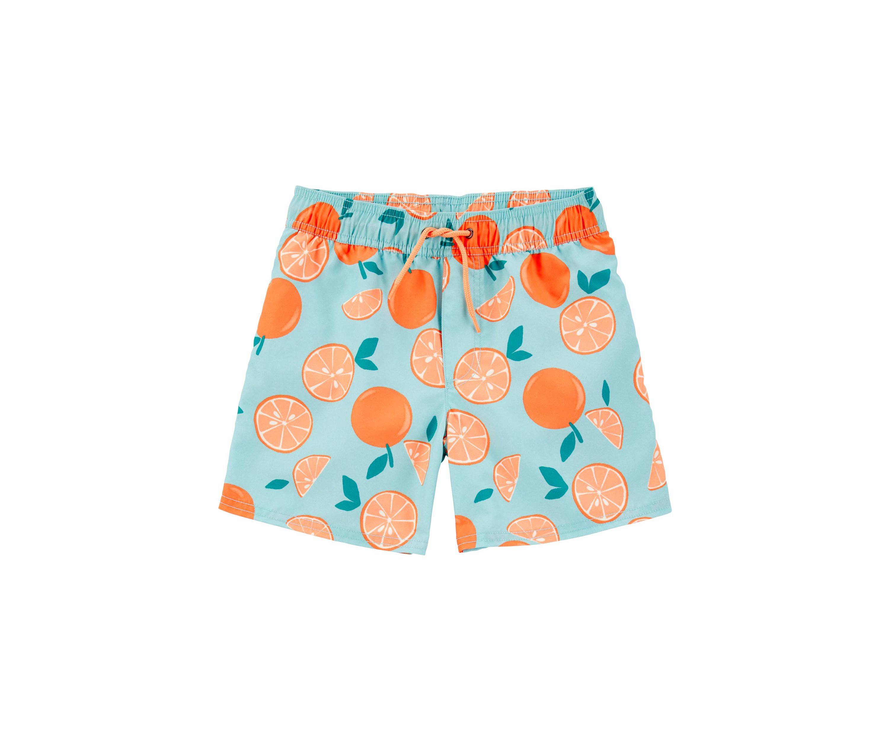 Boys 4-7 Orange Printed Swim Trunks