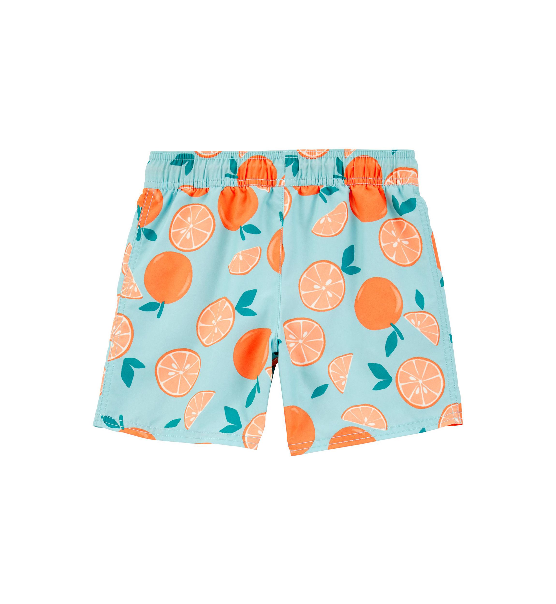 Boys 4-7 Orange Printed Swim Trunks