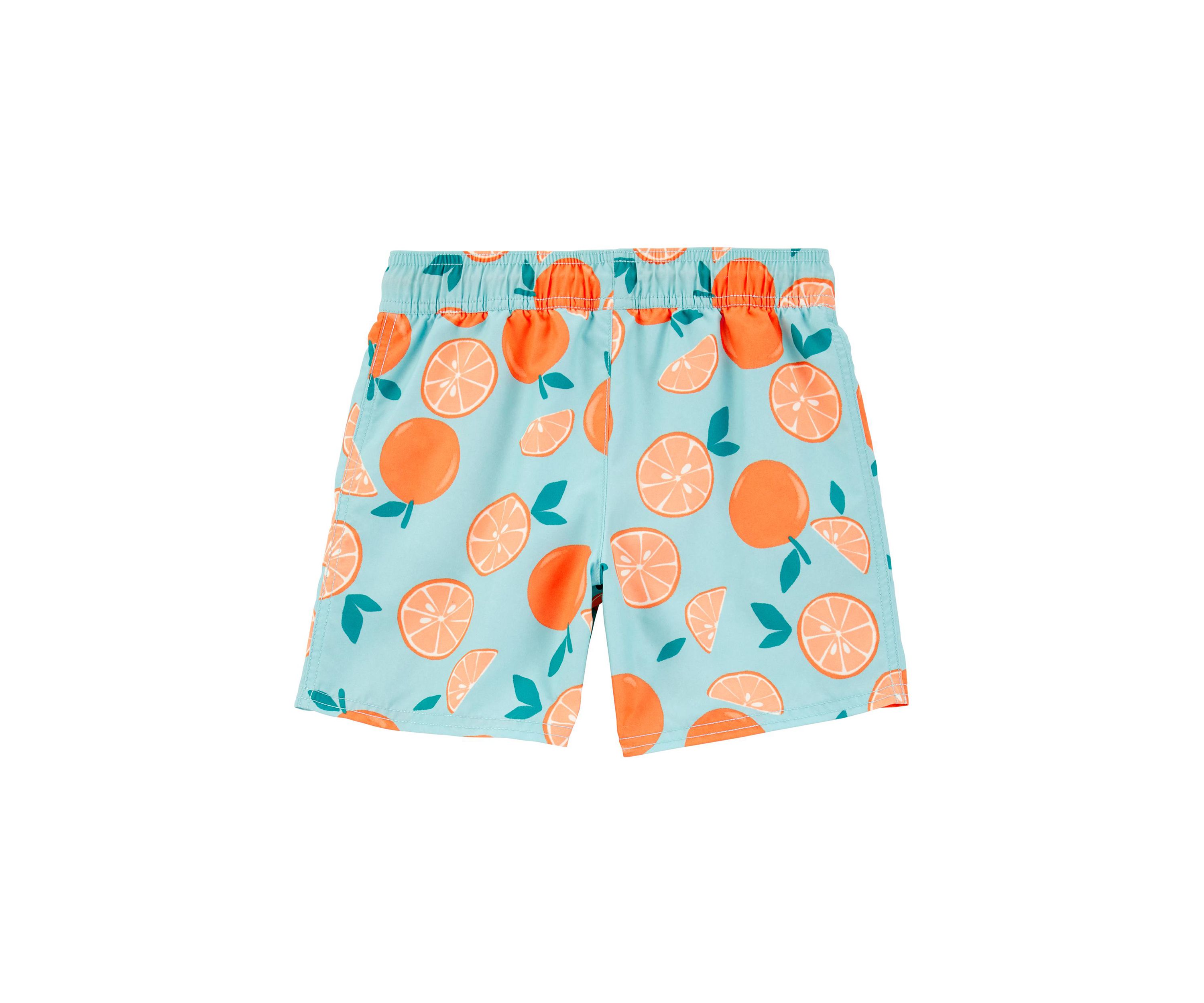 Boys 4-7 Orange Printed Swim Trunks