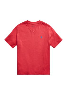 Ralph Lauren Childrenswear Boys 8-20 Cotton Jersey V-Neck T-Shirt, Red, Large