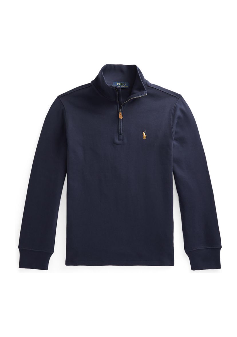 Boys 8-20 Cotton Interlock Quarter-Zip Pullover
