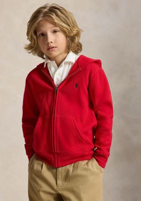 Ralph Lauren Childrenswear Boys 8-20 Cotton-Blend-Fleece Hoodie, Red, Medium