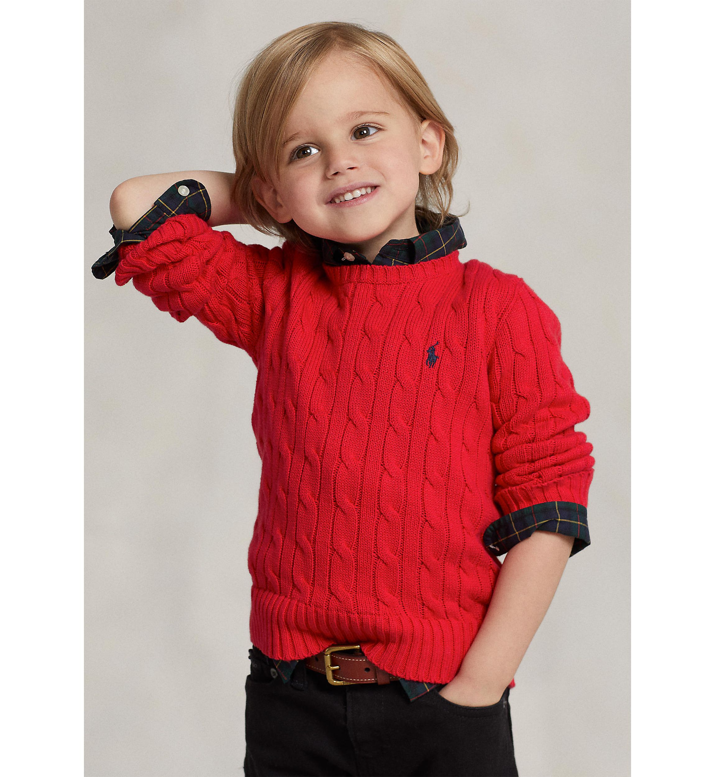 Boys 2-7 Cable Knit Cotton Sweater