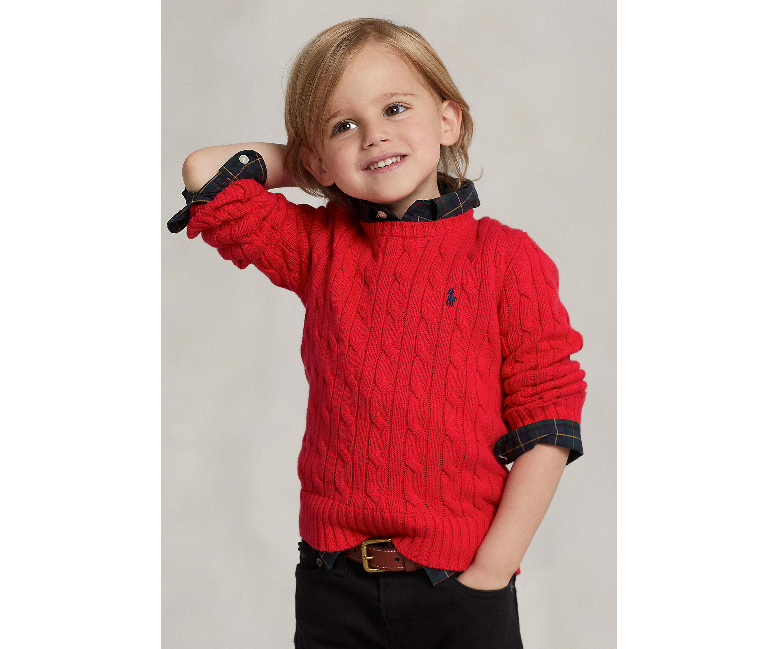 Boys 2-7 Cable Knit Cotton Sweater