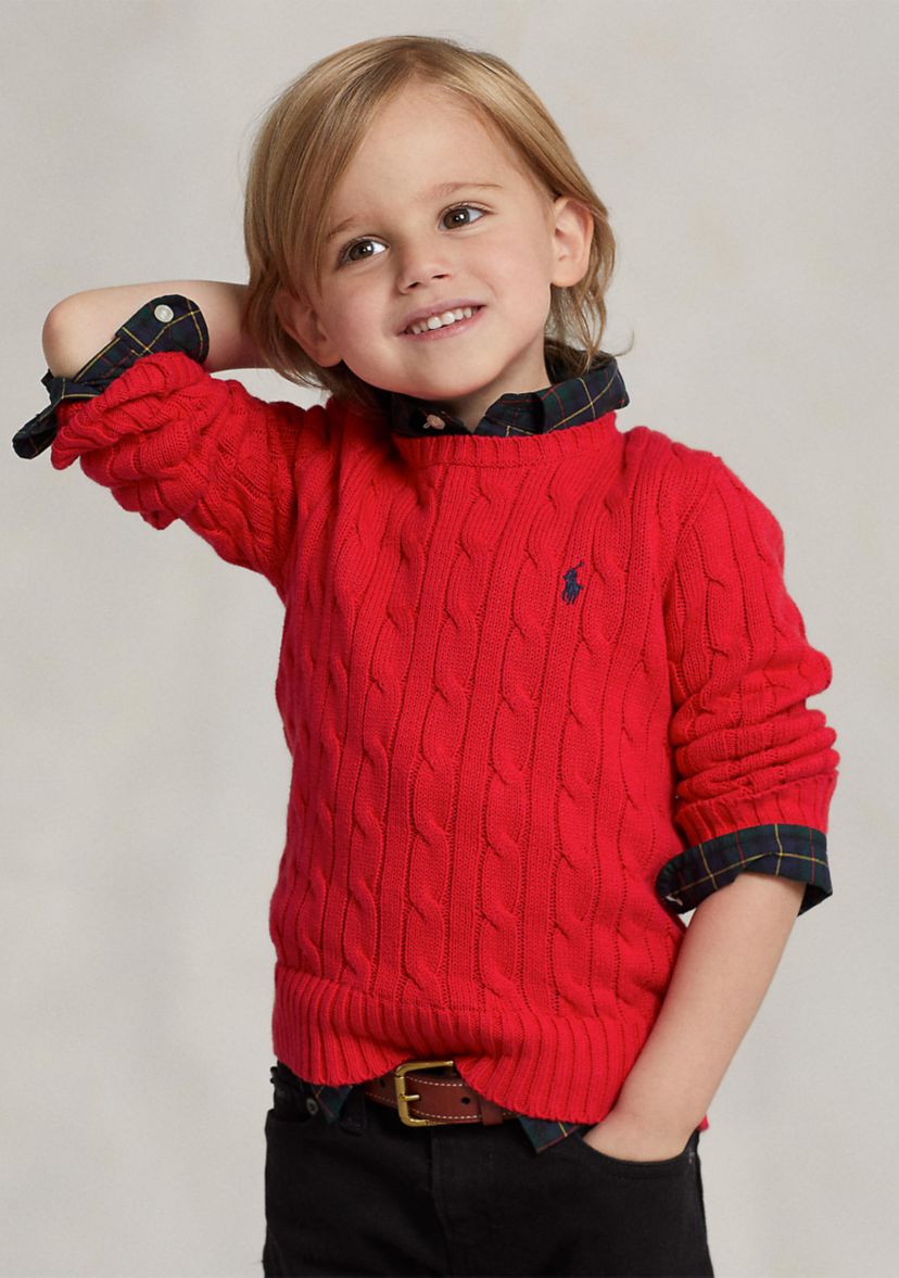 Boys 2-7 Cable Knit Cotton Sweater