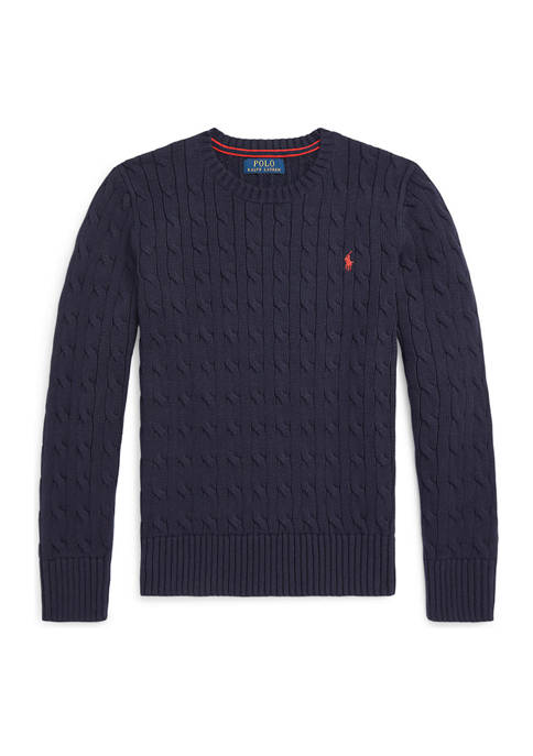 Ralph Lauren Childrenswear Boys 8-20 Cable Knit Cotton Sweater