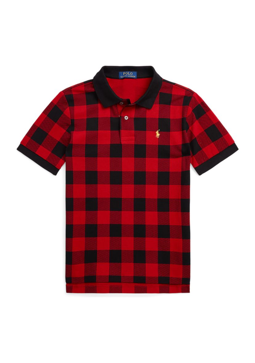 Boys 8-20 Buffalo Check Cotton Mesh Polo Shirt