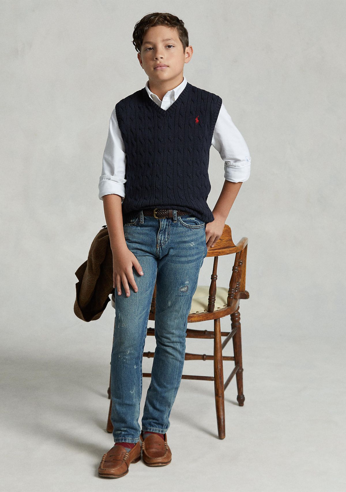 Boys 8-20 Cable Knit Cotton Sweater Vest