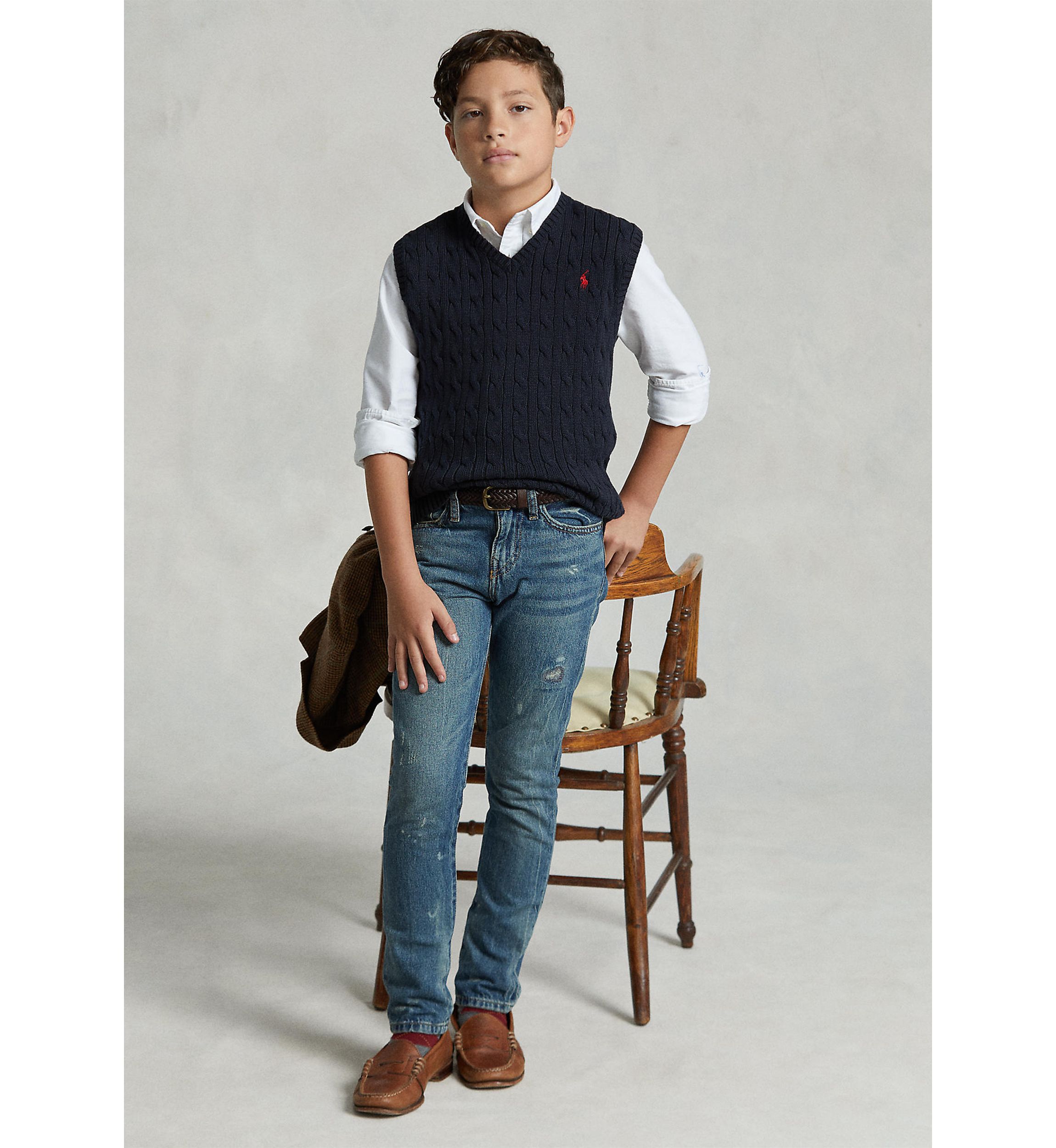 Boys 8-20 Cable Knit Cotton Sweater Vest