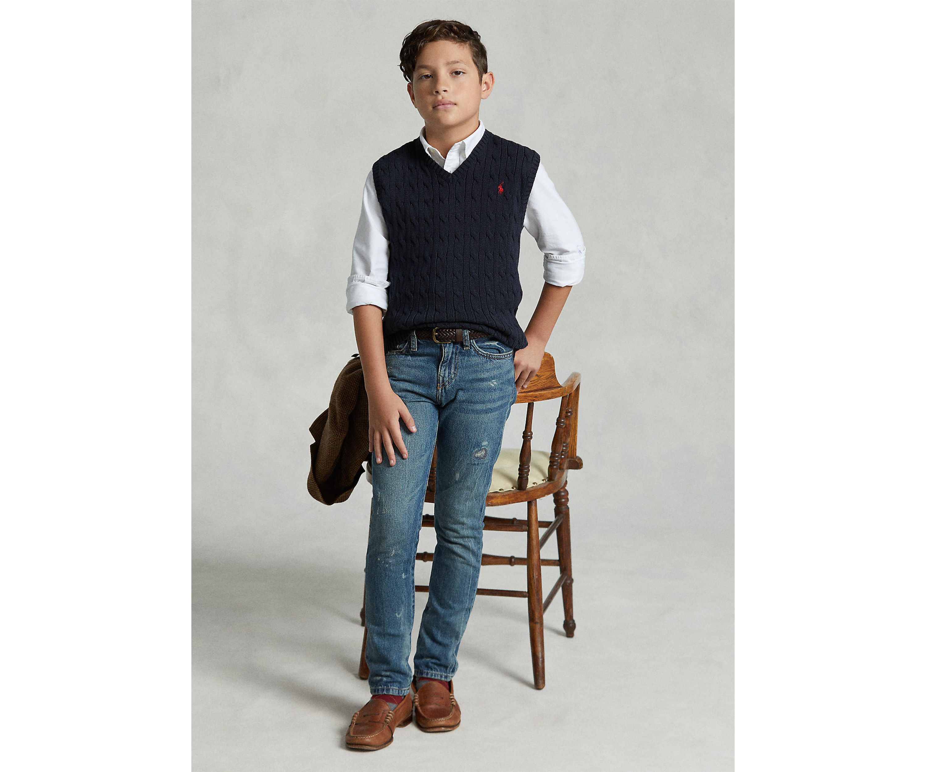 Boys 8-20 Cable Knit Cotton Sweater Vest