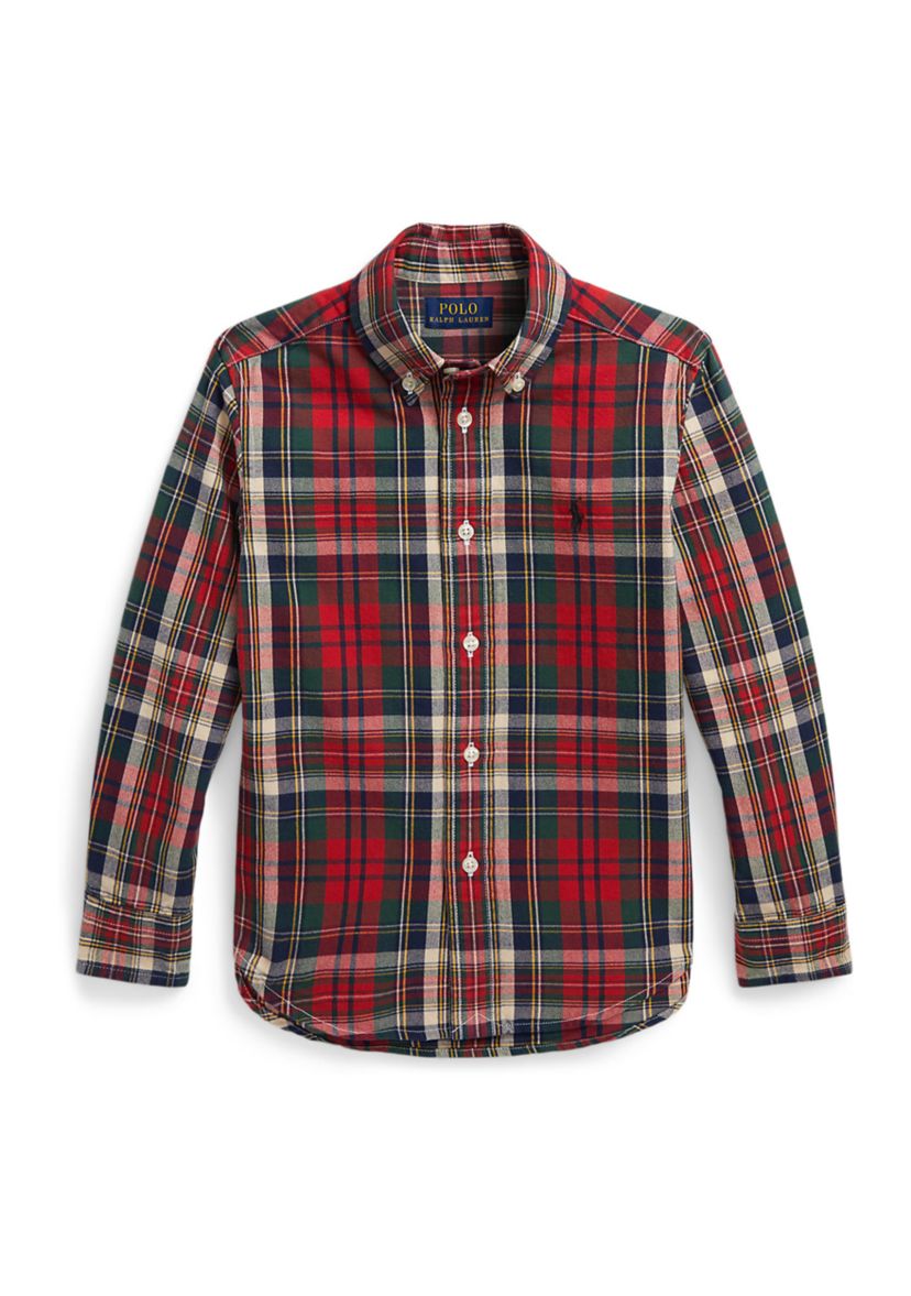 Boys 2-7 Plaid Brushed Cotton Oxford Shirt