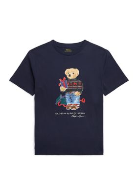 Ralph Lauren Childrenswear Boys 8-20 Polo Bear Cotton Jersey T-Shirt, Navy Blue, Small -  0196231421797