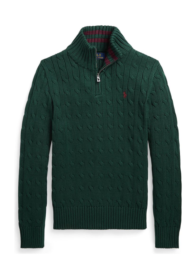 Boys 8-20 Cable Knit Cotton 1/4 Zip Sweater